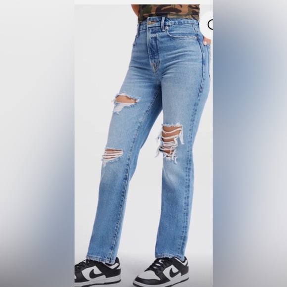 Good American Denim - NWT Good American Good Boy
Distressed Indigo Jeans Size 15